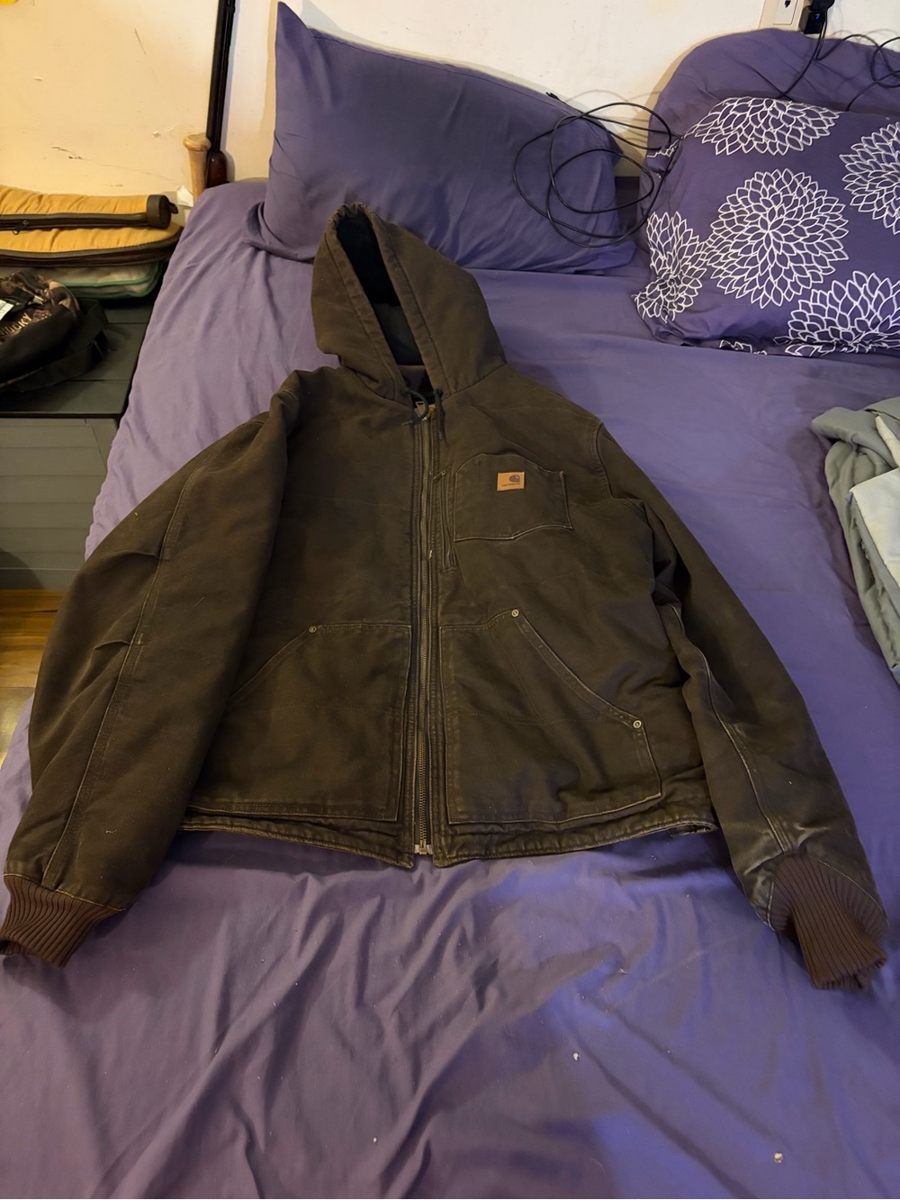 Vintage Carhartt Chapman Jacket 100729201 Fleece Lined Hooded Men-Brown-2XL Tall